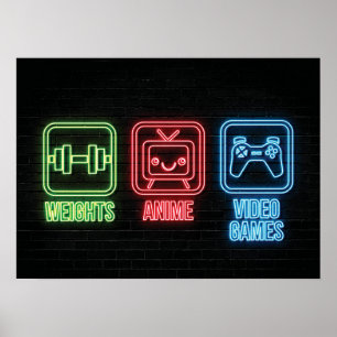 Poster Anime, Poids, Jeux Vidéo - Retro Neon