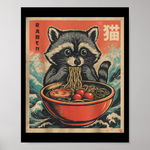 Poster Anime Raccoon Ramen Japonais Drôle Kawaii Cadeaux 