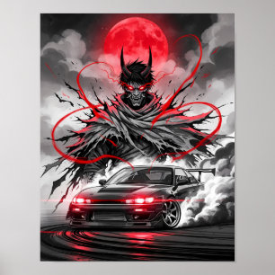 Poster Anime Racer Oni - Sumi-e Ink Street Racer