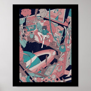 Poster Anime Retro 90s Lofi Girl Aesthetic Japanese Otaku