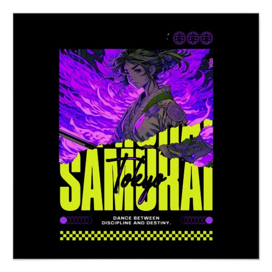 Poster Anime Samurai Girl Streetwear (Devant)