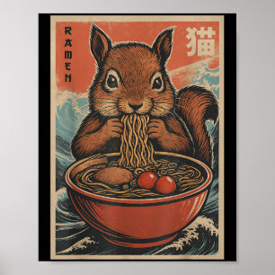 Poster Anime Squirrel Ramen Japonais Kawaii Cadeaux Pour 