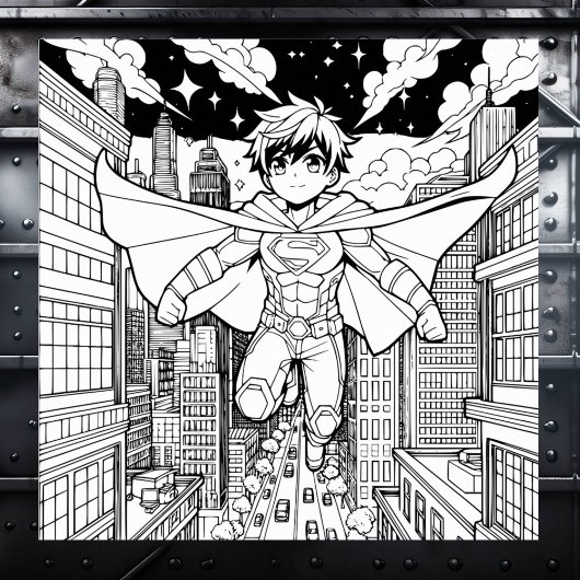 Poster Anime Superhero Boy | Coloriage de l'enfant