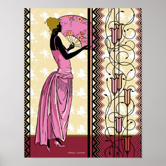 Poster Anjanette en rose et or (Devant)