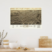 Poster Ann Arbor, MI Panoramic Map - 1880 (Cuisine)