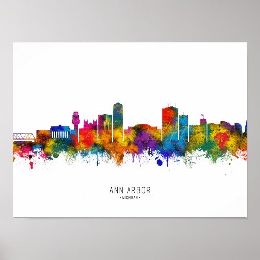 Poster Ann Arbor Michigan Skyline (Devant)