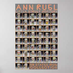 Poster Ann Ruel Pottery - Collection Mug Etats