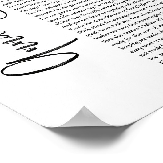 Poster Anna Commence White Script Chanson Lyrique Wall Ar (Coin)