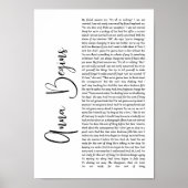 Poster Anna Commence White Script Chanson Lyrique Wall Ar (Devant)