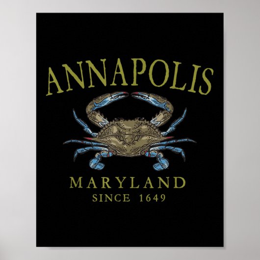 Poster Annapolis Maryland Blue Crab Since 1649 Arched Oli (Devant)