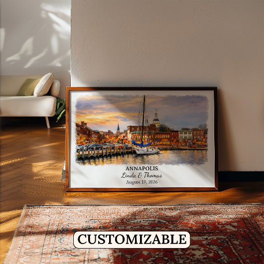 Poster Annapolis Maryland Poster, Watercolor, Custom