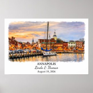 Poster Annapolis Maryland Poster, Watercolor, Custom