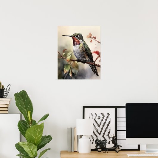 Poster Anna's Hummingbird Bird Art Imprimer l'affiche (Bureau à domicile)