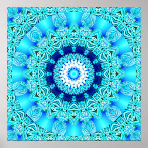 Poster Anneau bleu glace, Mandala Abstrait