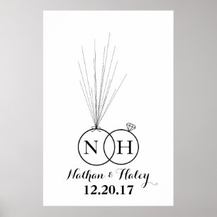 Poster Anneaux initial Ballons miniatures Mariage Livre d