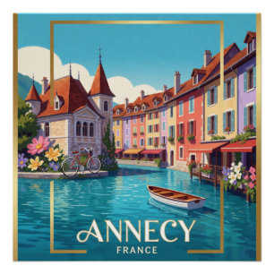 Poster Annecy France Voyage Historique