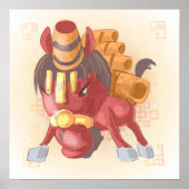 Poster Année aquarelle du cheval, Samurai (Devant)