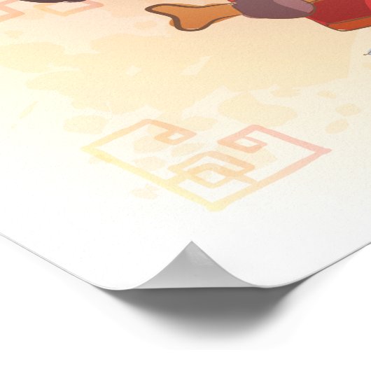 Poster Année aquarelle du chien, Samurai (Coin)