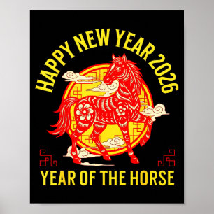 Poster Année Cheval de Feu Zodiaque Lunaire Chinois