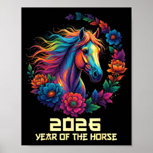 Poster Année Cheval Heureux Chinois 1