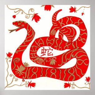 Poster Année chinoise de l'affiche de serpent