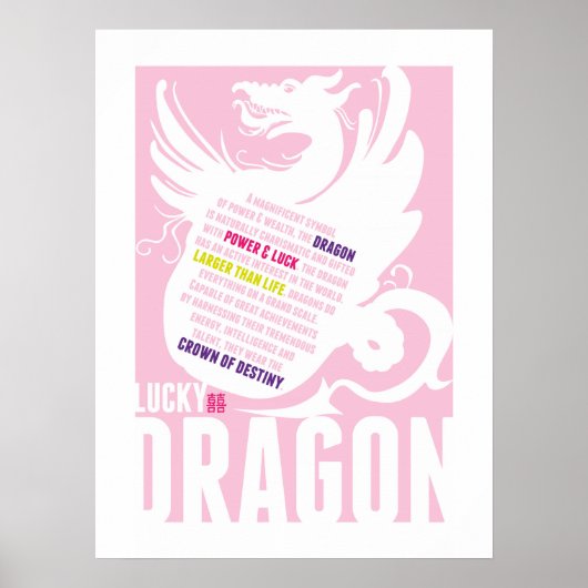 Poster Année chinoise du Dragon - Chambres pour filles ou (Devant)