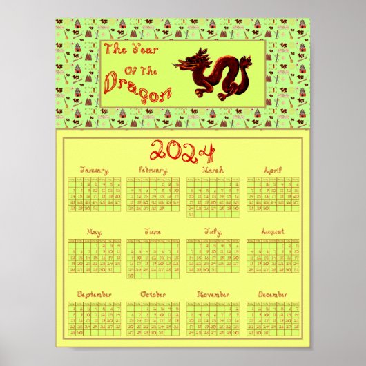 Poster Année Civile 2024 Du Dragon Imprimable (Devant)