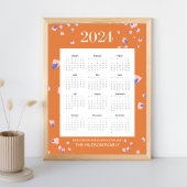 Poster Année complète 12 Mois Fleur Pétales Terracotta