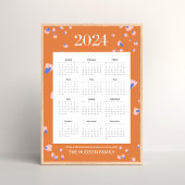 Poster Année complète 12 Mois Fleur Pétales Terracotta