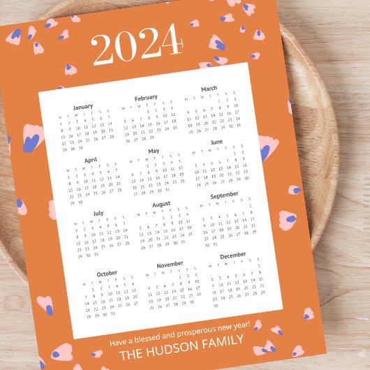 Poster Année complète 12 Mois Fleur Pétales Terracotta