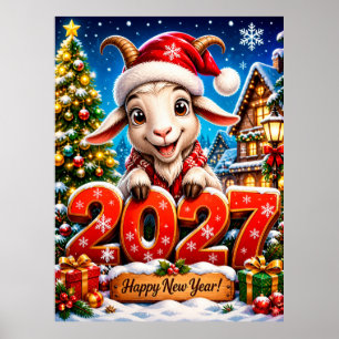 Poster Année de la Chèvre 2027 Mur du Nouvel An