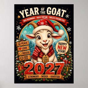 Poster Année de la Chèvre 2027 Nouvel An Zodiaque Mur