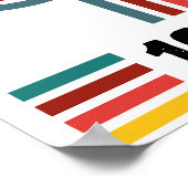 Poster Année de naissance couleur rétro rayures ondulées (Coin)