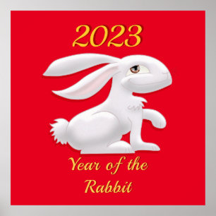 Poster Année du Carré lapin