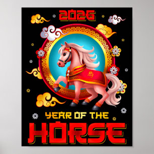 Poster Année du Cheval 2026 Bonne Année Chinoise 2026