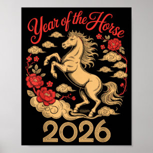 Poster Année du Cheval 2026 Nouvel An Chinois Pour Hommes