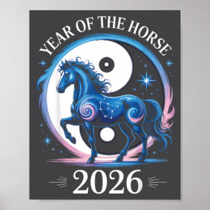 Poster Année du Cheval 2026 Nouvel An Chinois Pour Hommes