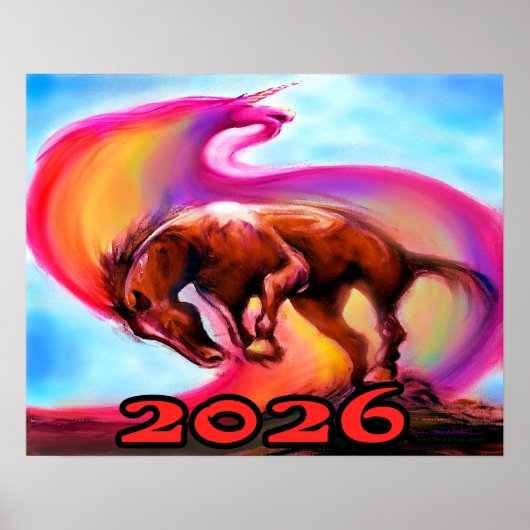 Poster Année du cheval de feu 2026 (Devant)