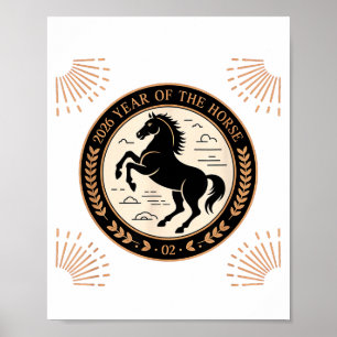 Poster Année du cheval de feu 2026 Nouvel An chinois fest