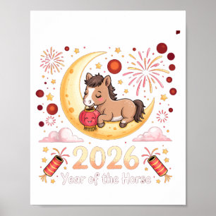 Poster Année du cheval de feu 2026 Nouvel An chinois fest