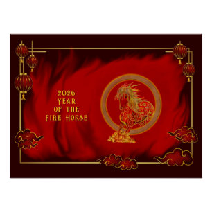 Poster Année du Cheval de Feu , Bonne Année Lunaire