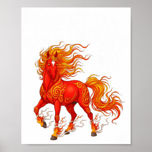 Poster Année du cheval de feu Nouvel An chinois 2026 zodi