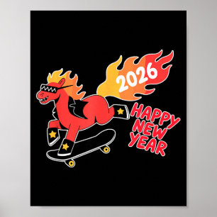 Poster Année du cheval de feu – Nouvel An du zodiaque chi