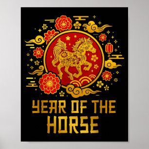 Poster Année du Cheval Nouvel An Chinois 2026 Zodiaque Ho
