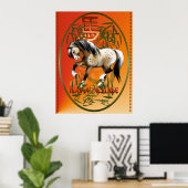 Poster Année Du Cheval Oval Imprimer (Bureau à domicile)