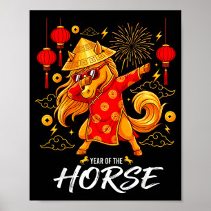 Poster Année du cheval qui fait dabbing Zodiaque Cheval N