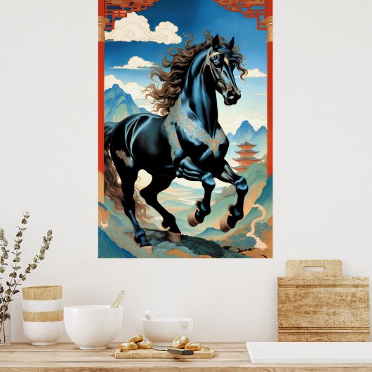 Poster Année du Cheval, Zodiaque Chinois, (Cuisine)