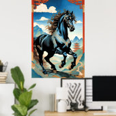 Poster Année du Cheval, Zodiaque Chinois, (Bureau à domicile)