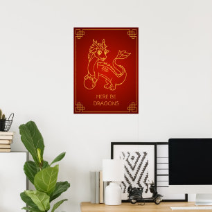 Poster Année du dragon 2024 Zodiac chinois