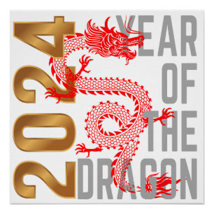 Poster Année du dragon Année 2024 Zodiac chinois